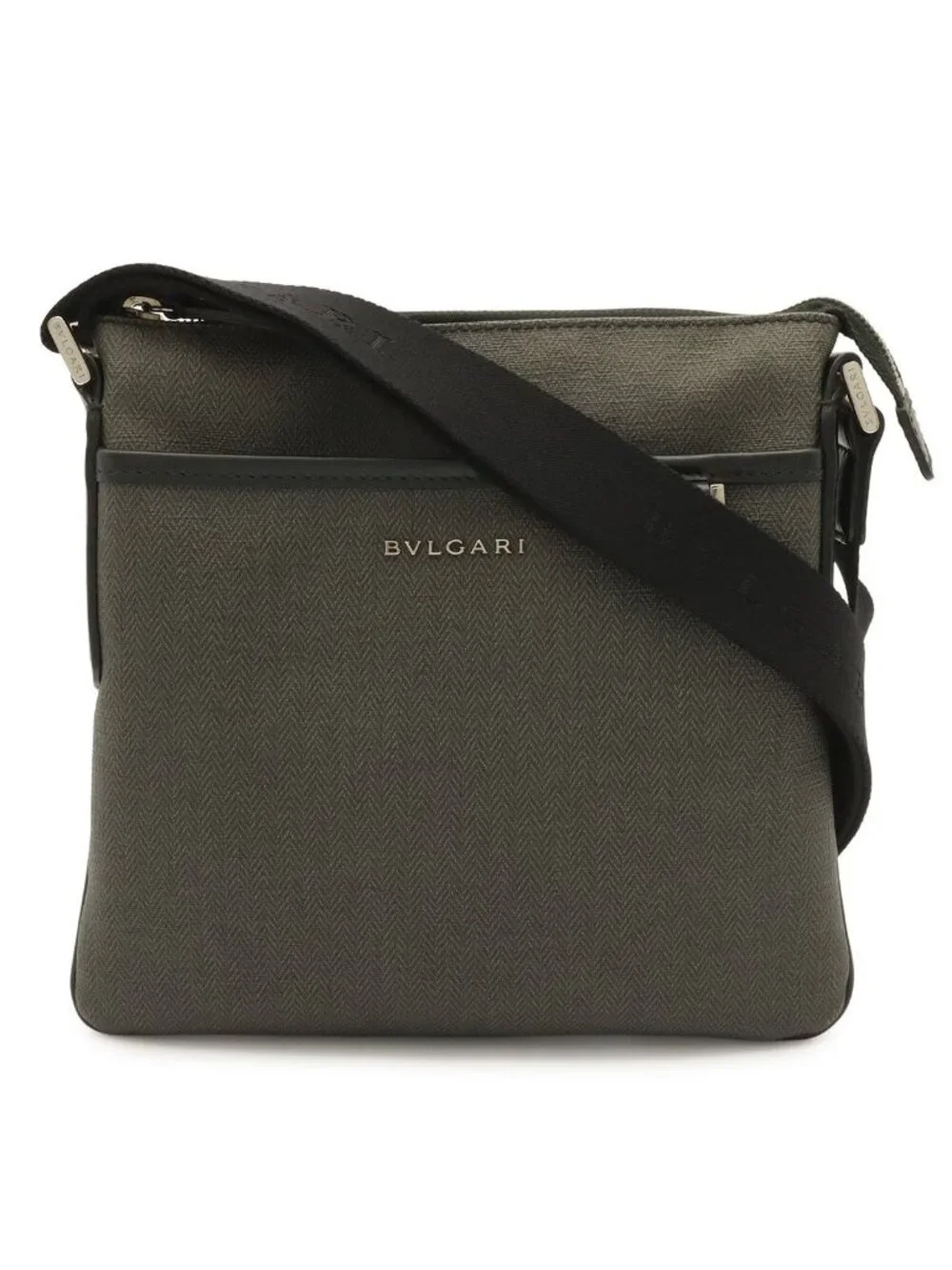 Bvlgari Weekend Shoulder Bag Crossbody Leather Dark Gray Black